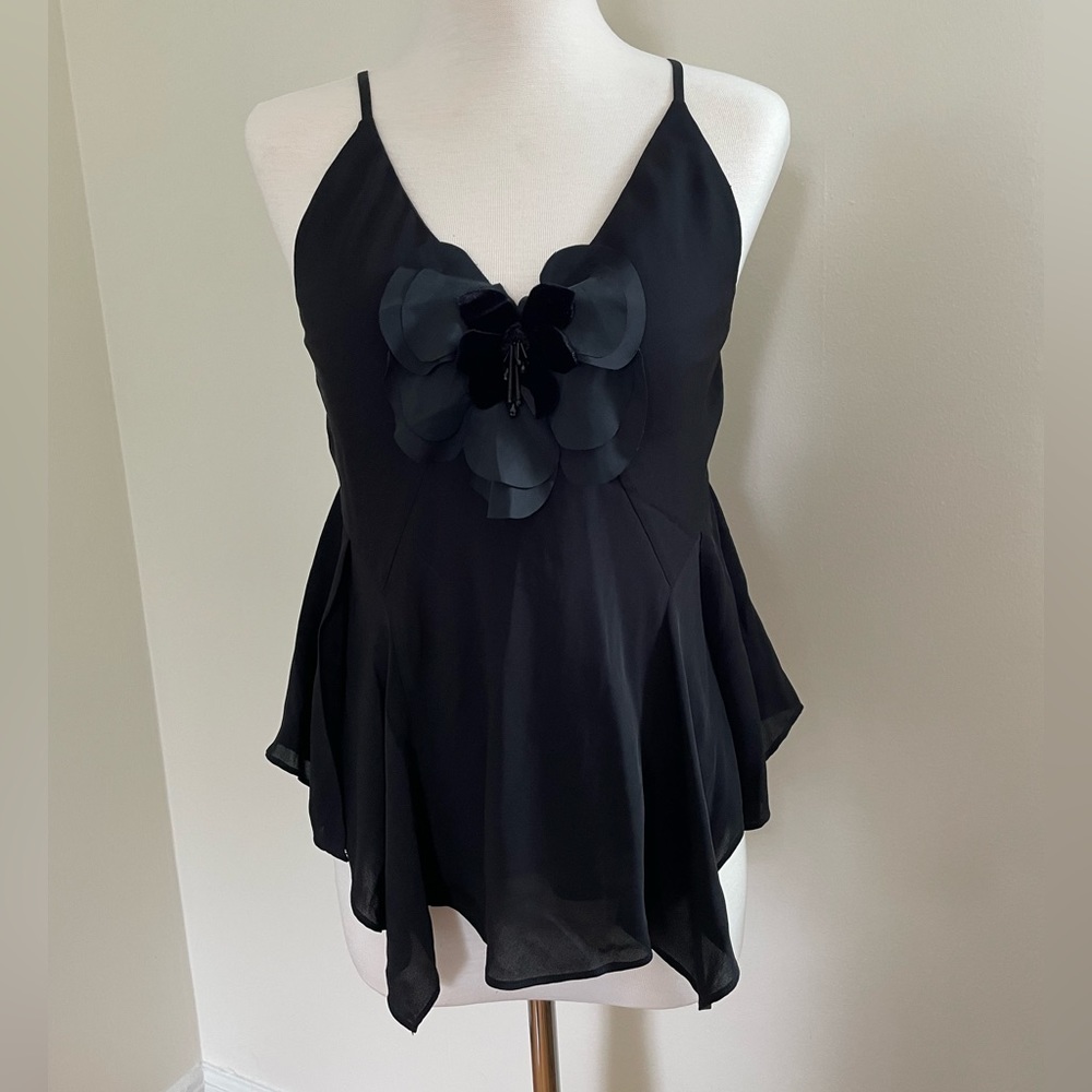Rebecca Taylor Black Silk Sleeveless Blouse